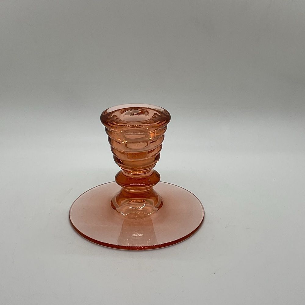Vintage Pink Depression Glass Candlestick - Single